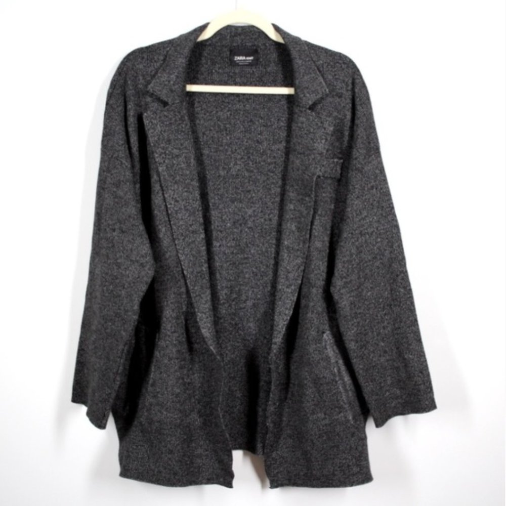 Zara Open Knit Cardigan Jacket Grey